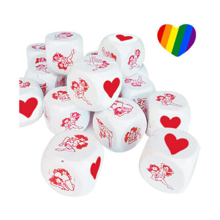 15 DADOS AMOR LESBICO BLANCOS GRANDES (MEDIDA 4.5cm) LGTBIQ - 001