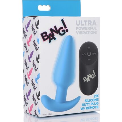21X PLUG DE SILICONA VIBRADOR CON CONTROL REMOTO - AZUL - 002