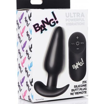 21X PLUG DE SILICONA VIBRADOR CON CONTROL REMOTO - NEGRO - 002