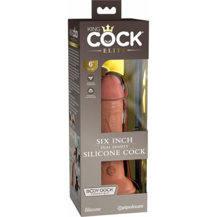 6 INCH 2 DENSITY SILICONE COCK - CARAMELO - 002