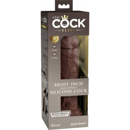 8 INCH 2 DENSITY SILICONE COCK - MARRÓN - 002