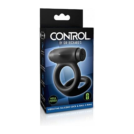 ANILLO PARA PENE Y TESTÍCULOS DE SILICONA CON VIBRADOR - NEGRO - 002