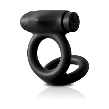 ANILLO PARA PENE Y TESTÍCULOS DE SILICONA CON VIBRADOR - NEGRO - 001