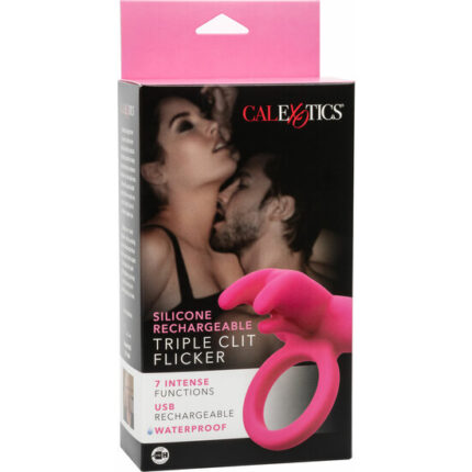 ANILLO VIBRADOR - TRIPLE CLIT FLICKER RECHARGE - FUCSIA - 002