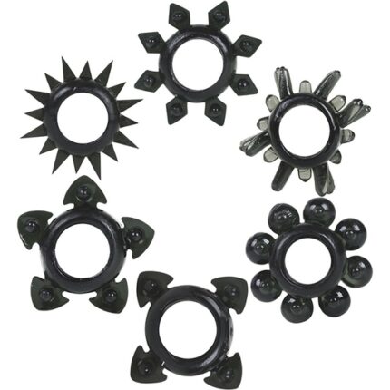 ANILLOS SILICONA - TOWER OF POWER - 6 PACK NEGRO - 001