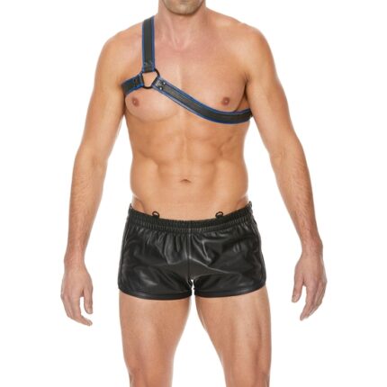 ARNÉS CUERO GLADIATOR - NEGRO/AZUL - 001