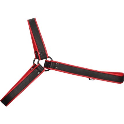 ARNÉS CUERO GLADIATOR - NEGRO/ROJO - 002
