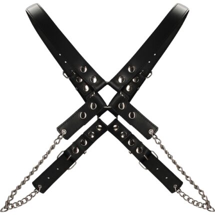 ARNÉS DE CUERO Y CADENA PARA HOMBRE - NEGRO - 002