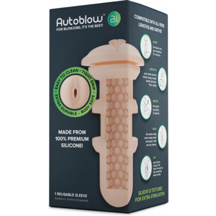 AUTOBLOW -FUNDA DE SILICONA CON FORMA DE VAGINA - BLANCO - 002