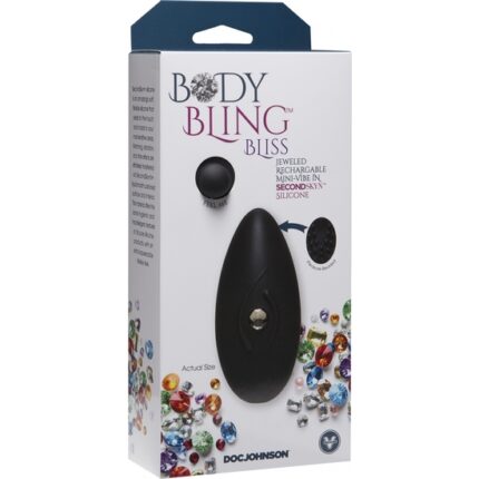 BODY BLING - MINI VIBRADOR CON JOYA - BLISS - NEGRO - 002