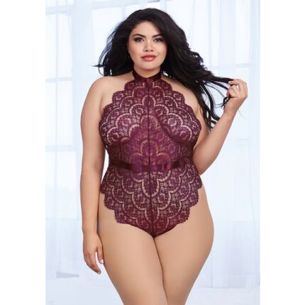 BODY DE ENCAJE DE PESTAÑAS - GRANATE - 001