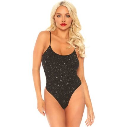 BODY LUREX BRILLANTE CON TANGA NEGRO/ORO - 001
