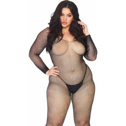 BODYSTOCKING DE RED Y DECORADO STRASS - NEGRO - 001
