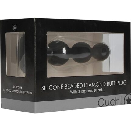 BUTT PLUG DE DIAMANTE CON PERLAS DE SILICONA- NEGRO - 002