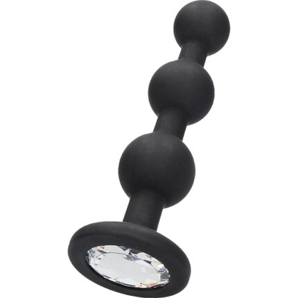 BUTT PLUG DE DIAMANTE CON PERLAS DE SILICONA- NEGRO - 001