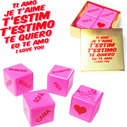 CAJA TE QUIERO IDIOMAS 4 DADOS ROSA - 001