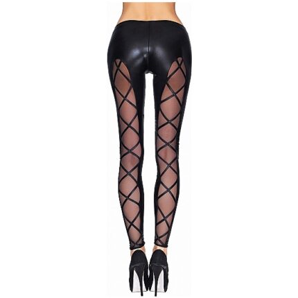 CAMIRI LEGGINS EFECTO MOJADO CON TRANSPARENCIAS - NEGRO - 001