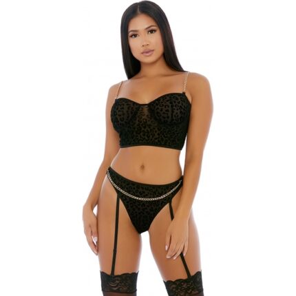 CHAIN ME UP BUSTIER SET NEGRO - 001