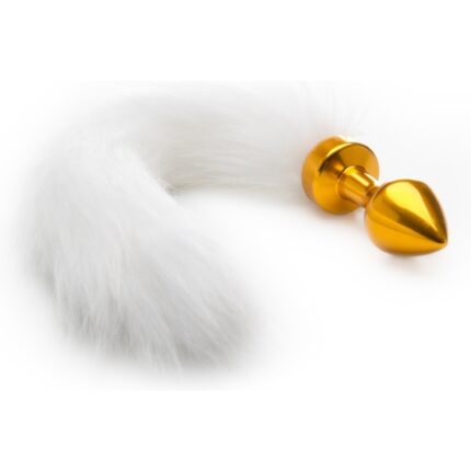 COLA BLANCA CON PLUG ANAL ORO - 001