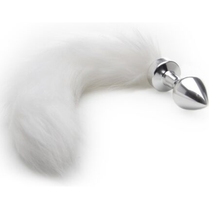 COLA BLANCA CON PLUG ANAL PLATA - 001