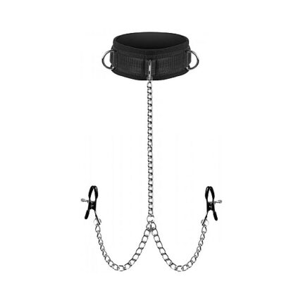 COLLAR DE SUMISIÓN CON PINZAS PARA PEZONES - 001