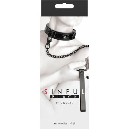 COLLAR Y CORREA - SINFUL 1 INCH - NEGRO - 002