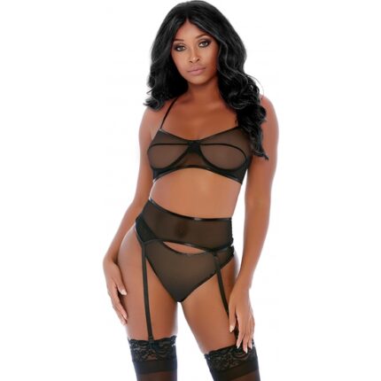 COMPARE AND CONTRAST LINGERIE SET NEGRO - 001