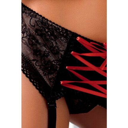 CONJUNTO NEGRO DE LENCERÍA FINA CON TONOS OCRES NEGRO - 002