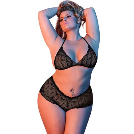 CONJUNTO TRIANGULAR Y SHORT - NEGRO - 002
