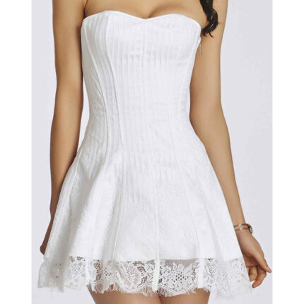 CORSET CON FALDA FLORAL BLANCO - 001