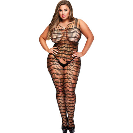 CRISS CROSS CROTCHLESS BODYSTOCKING- DISEÑO ONDULADO - 001