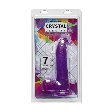 CRYSTAL JELLIES PENE CON TESTÍCULOS 18CM - MORADO - 002