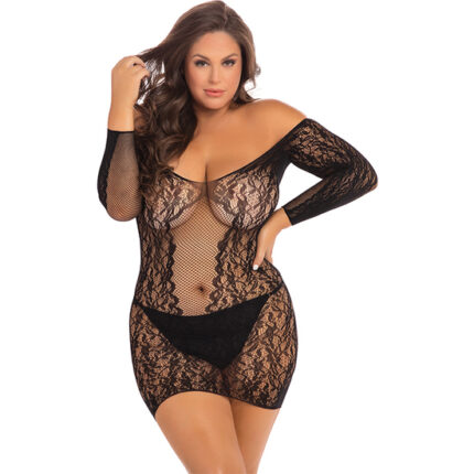 DEMURE LONG SLEEVE MINI VESTIDO - NEGRO - 001