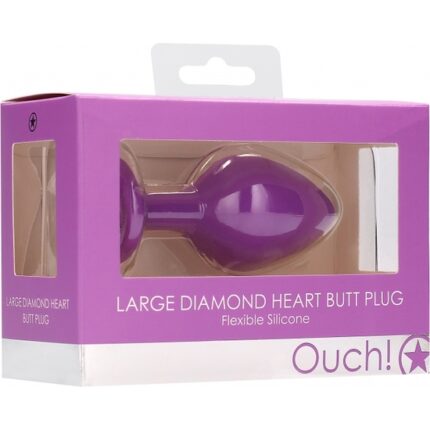DIAMOND HEART BUTT PLUG - GRANDE - MORADO - 002