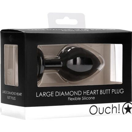 DIAMOND HEART BUTT PLUG - GRANDE - NEGRO - 002