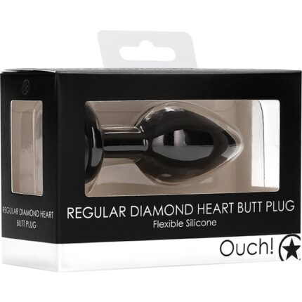 DIAMOND HEART BUTT PLUG - REGULAR - NEGRO - 002