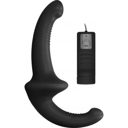 DILDO VIBRADOR CON ARNÉS SIN SUJECCIÓN SILICONA - NEGRO - 001