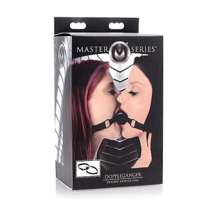 DOPPELGANGER MORDAZA DOBLE CON BOLA DE SILICONA - NEGRO - 002