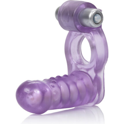 DOUBLE DIVER ANILLO VIBRADOR CON FUNDA MORADO - 001