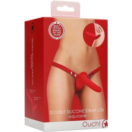 DOUBLE SILICONE STRAP-ON - ADJUSTABLE - ROJO - 002