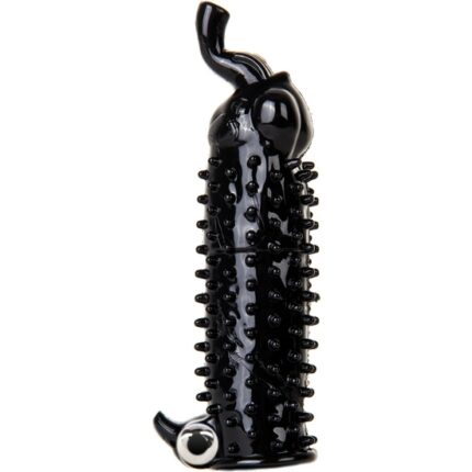 ELEGANTE EXTENSION PARA EL PENE CON MINI VIBRADOR COLOR NEGRO - 001