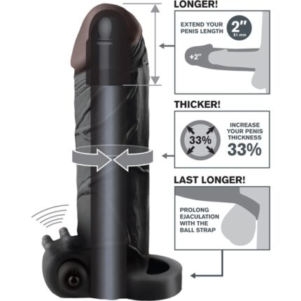 EXTENSION PARA EL PENE CON VIBRADOR REAL FEEL 2 NEGRO - 002