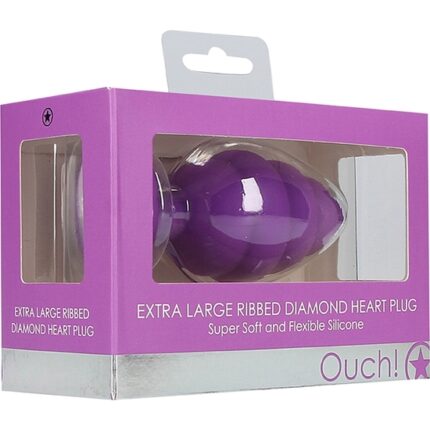 EXTRA LARGE RIBBED DIAMOND HEART PLUG - MORADO - 002
