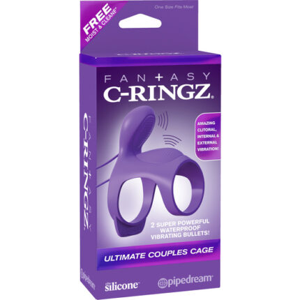 FANTASY C-RINGZ FUNDA PARA EL PENE PARA PAREJAS CON VIBRACIÓN MORADO - 002