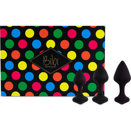 FEELZTOYS - BIBI KIT DE 3 PLUGS SILICONA - NEGRO - 001