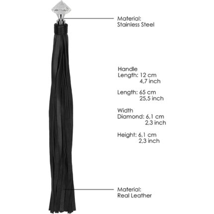 FLOGGER DE CUERO CON MANGO PUNTIAGUDO BRILLANDE - NEGRO - 002