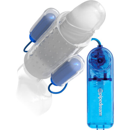 FUNDA PARA EL PENE DUAL CON VIBRACIÓN - AZUL - 001