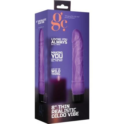 GC PENE VIBRADOR DELGADO REALÍSTICO 20CM - MORADO - 002