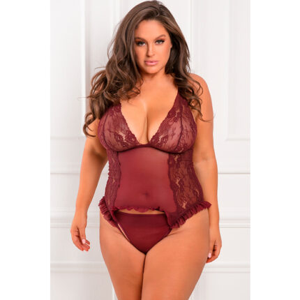 GRAND FINALE 2PC RUFFLE TEDDY - CONJUNTO GRANATE - 001