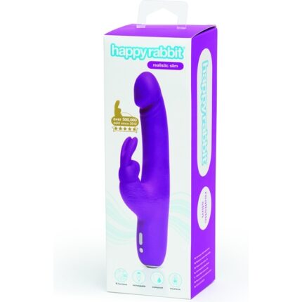 HAPPY RABBIT SLIMLINE REALISTIC - VIBRADOR RAMPANTE MORADO - 002